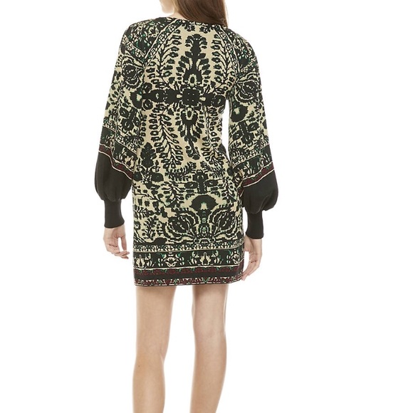 Free People Puff Sleeve Print Mini Sweater Dress - Picture 2 of 4